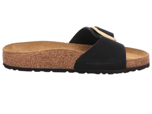 Madrid Big Buckle Nubuck Sandals in Black by Birkenstock4