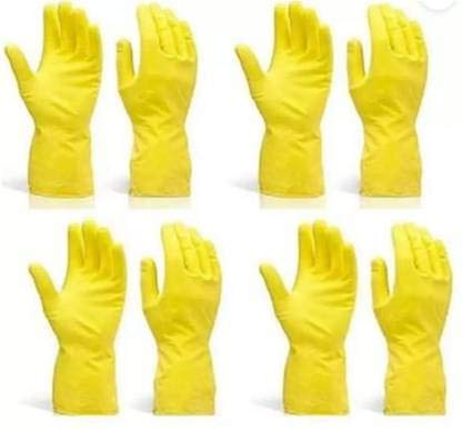 Seebuy Kitchen Home Cleaing Bathroom Toilet Garden Pet Animals Washing Car Wash Safety Yellow Rubber Safe Hand Care Gloves foe Men Women Kids Boys Girls 4 Pair Combo