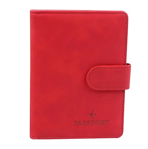 Image of House of Quirk Passport Holder Cover, PU Leather Passport Cover Case Organiser with Wallet for Credit Card, Money, Business Cards, Passport for Women Men (with Lock Red)