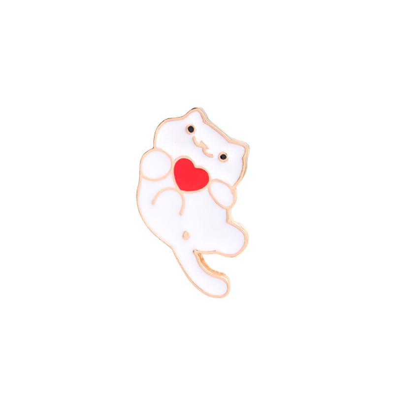 White Love Cat Enamel Pin Collect Cute Arts Metal Cartoon Brooch Backpack Clothes Collar Minimalism Lapel Badges Jewelry