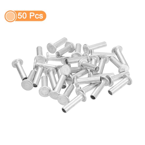 QUARKZMAN 50 Stück Halbhohlnieten, 5mm x 16mm Aluminium Flachkopf Halbhohle Nieten für Industrie Haushaltsreparatur Befestigung, Silber