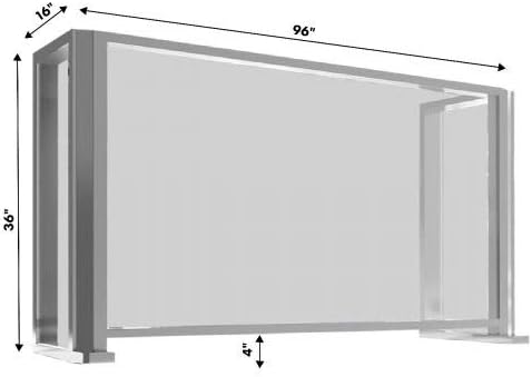 96" x 16" x 36" Portable Plexiglass/Aluminum Cashier Protection Guard, Cough & Sneeze Guard for Customers/Workers Protection, Sales Counter/Reception/Office Clear Barrier EA (Clear Anodized)