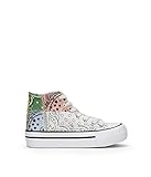 Material principal: Textil BOSANOVA Zapatillas Abotinadas Estilo Old School con Detalle de Patchwork Bandana y Suela de Plataforma. Cierre con Cordones. Blanco 37