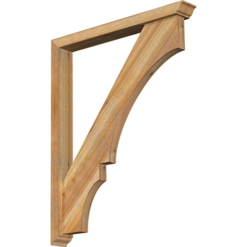 Ekena Millwork BKT0402X32X40BOA01RWR Balboa Traditional Rough Sawn Bracket w/Offset Brace, 32" D x 40" H, Western Red Cedar