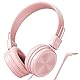 Cowyawn Kinder Kopfhörer, Kleinkind-Kopfhörer mit sicherem Lautstärkeregler, 94 dB, kabelgebundene Schulkopfhörer für Kinder Verstellbare 3,5-mm-On-Ear-Kopfhörer für Jungen/Mädchen (Rosa)