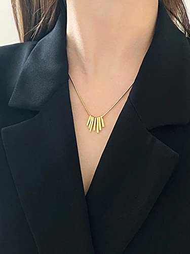 Image of Yellow Chimes Chain Pendant for Women Western Style Gold-Plated Stainless Steel Square Chain Pendant Necklace For Women and Girls.