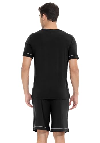 WiWi Viscose from Bamboo Loose Comfy Pajamas Set for Men Soft Summer Short Sleeve Sleepwear S-XXL4