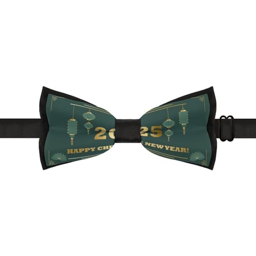 GoasNei Year Of The Snake 2025 Happy Chinese New Year 2025 Bow Tie for Men Adjustable Necktie Funny Tie Neck Ties for Weddings Party