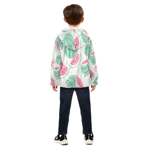 Watermelon Slices on White Background Toddler Fleece Jacket Girl Boys Hooded Fleece Jacket Coat4