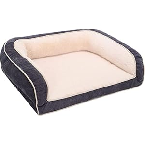 EMME Cama ortopédica para Perros, sofá para Perros de 86×60 cm con Espuma en Forma de Huevo, Cama Impermeable con Funda Lavable para Perros pequeños, medianos y Grandes (Gris, Largo)