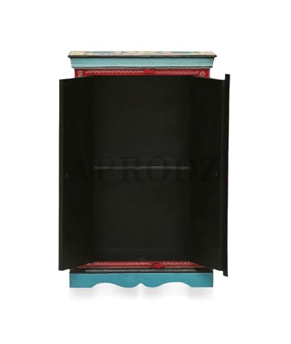 Image of APRODZ Wooden Handpainted Storage Cabinet for Home (Multicolor)