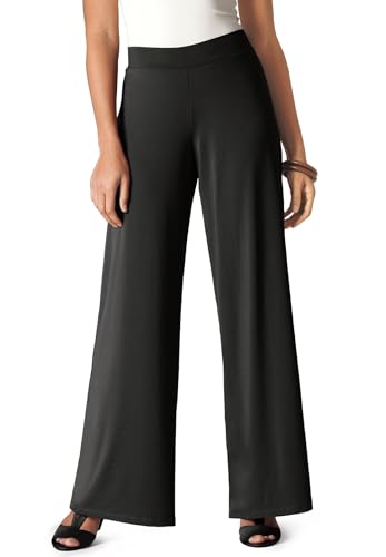 Jessica London Women's Plus Size Knit Palazzo Pant Wide Leg Stretch Dress Pants4
