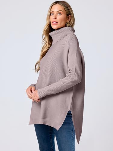 ANRABESS Womens Turtleneck Oversized Sweaters Fall Outfits,Almond,M - image 4