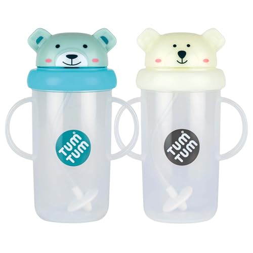 TUM TUM Tippy Up Free Flow Sippy Cup (No Valve) Two Pack (Boris & Pete 300ml)