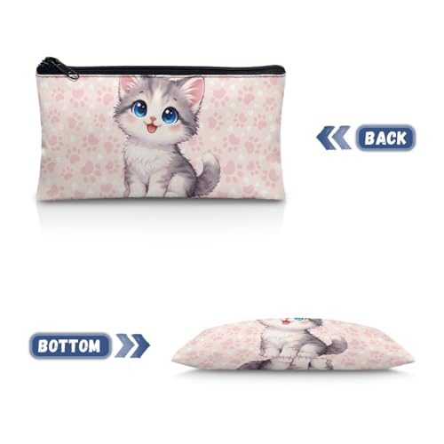Image of Cat Pencil Case Pink Paw Print Pencil Box for Preschool Toddlers Girls Roomy Pen Holder for Stationery Storage Ideal for School Classroom