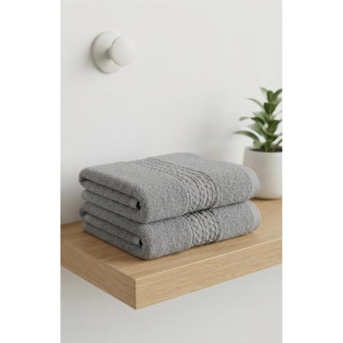 Image of 100% Cotton Handloom Hand Towel | Pack of 2 | Dark Grey | High GSM | Soft & Highly Absorbent | Quick Dry Woven Cotton | Skin Friendly | Bathroom, Kitchen, Gym & Travel