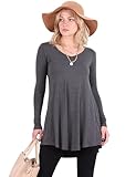 Popana Womens Long Sleeve Tunic Tops to Wear With Leggings Loose Fit Plus Size Dressy Casual XL Charcoal