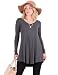 Popana Women's Tunic Tops For Leggings - Long Sleeve Vneck Shirt - Regular and Plus Size - Made In USA X-Large Charcoal