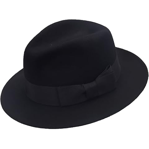 PGTEN Elegant Felt Wool Wide Brim Fedora Hat for Men and Women Black X-Large Cover