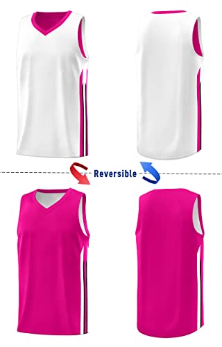 Kxk Youth Reversible Basketball Jersey Shirts,Fashion 90S Hip Hop Blank Basketball Jerseys For Kids Pink/White thumb #1