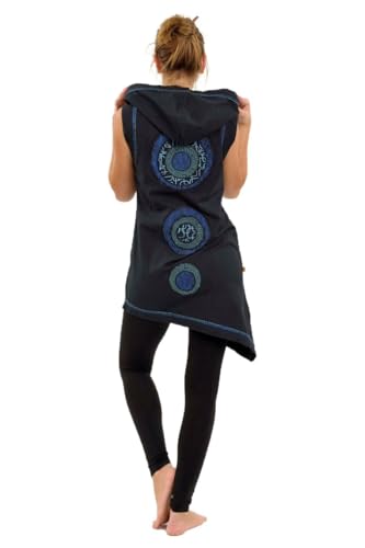 Tunique asymétrique Thapa avec capuche coupe fluide et confortable noire