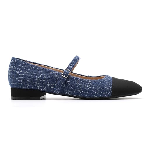 Image of Women's Comfortable Leather Mary Jane Flats Walking Shoes Cute Business Casual Dress Work Shoes