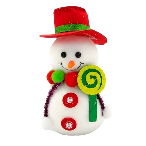 Image of Crackles Snowman Decoration 18CM with Scarf & Hat | Cute Christmas Snowman Figurine for Table, Home & Xmas Tree Decor | Festive Ornament for Party & Gifts