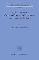 Ad-Hoc-Publizit?t, Corporate-Governance-Dimension Und Pers?nliche Haftung (German Edition) 3428195027 Book Cover