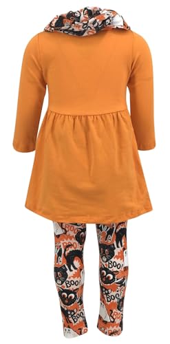 Image of Unique Baby Girls Kids Toddler 3pc Outfit Set Long Sleeve Soft Knit Tunic Top Leggings and Scarf