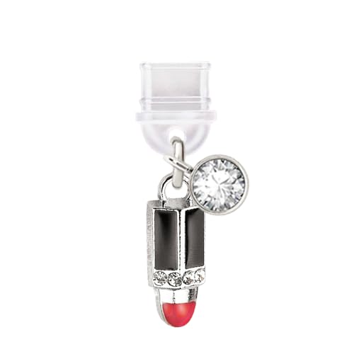 Dije de teléfono USB C ELISE & FONDA TP834 tapón antipolvo labial negro y rojo para Android iPhone