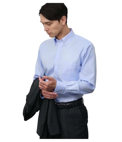 [ニューヨーカー] ロングスリーブ NY CARE FREE・SUPIMA COTTON ヘリンボーン 長袖ボタンダウンシャツ メンズ 15705321 サックス S