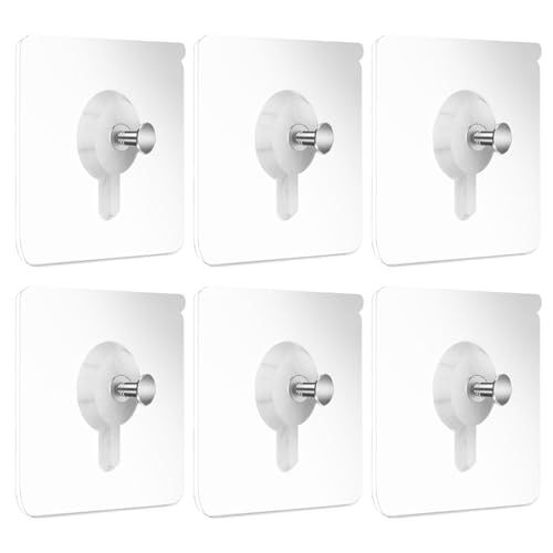 DIAONIAN 6Pcs Ganchos Adhesivos para Pared,Cuelga Cuadros Sin Clavos,Ganchos Autoadhesivos Ultrafuertes,Colgar Marcos De Fotos sin Perforaciones,para Marcos,Metal,Vidrio,Espejos(Versión reforzada)