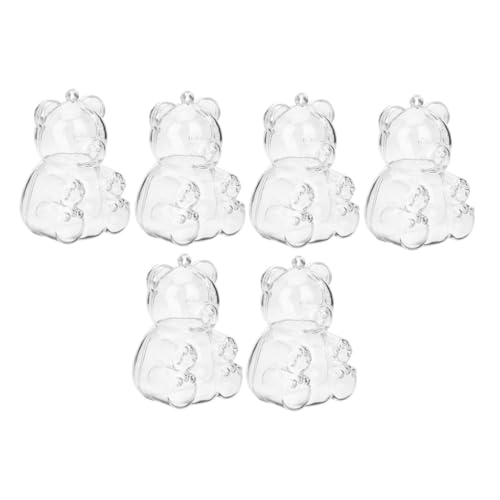 ROMISBABA 6個 透明かわいい小熊形キャンディボックス お菓子や小物収納に 結婚式やパーティーのプチ 用透明ケース