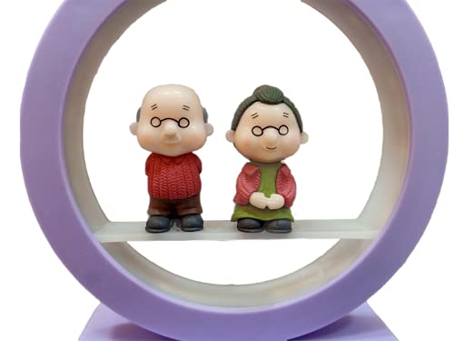 Image of AUGEN Plastic Led Light Old Couple Idol Statue Showpiece for Home Decor Decoration and Gifting (1 Piece, 9937C)