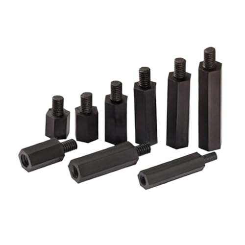KIZUNA Tools 20〜50個 オス-メス M2 M2.5 M3 M4 ホワイト ブラック PCB ナイロン スタンドオフ スペーサー コラム プラスチック スペーシング ネジ(Black,10MM_M3 50PCS)