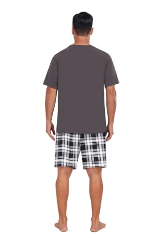 Image of Mens Pajamas Set Lightweight Summer Pjs Sleepwear Soft Comfy Short Sleeve Loungewear With Pocket (S-4X)