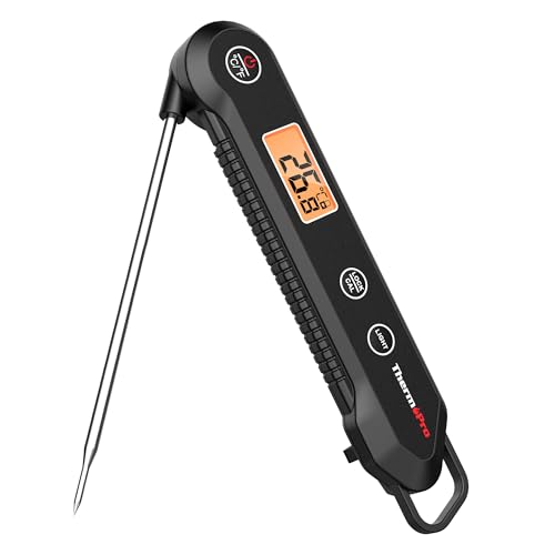 ThermoPro TP03H Negro Termómetro digital para barbacoa de lectura instantánea Termómetro impermeable para alimentos de cocina con calibración y termómetro para freír con luz de fondo