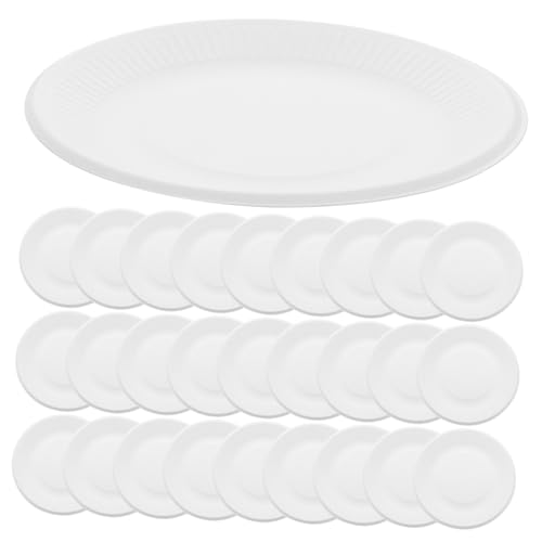 CIYODO 200 piezas Platos de Papel Desechables Blancos Unidades Resistentes y Gruesos para Postres Aperitivos y Fiestas para Bodas y Picnics