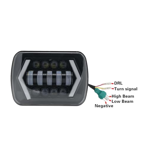 Phare Carré LED 7x6 pour Dodge Ramcharger 1988-1990 avec DRL Blanc et Clignotant Ambre
