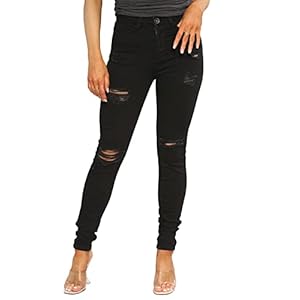 989Zé ENZO EZL417 Womens Jeans Skinny Stretch Ripped Trousers Ladies Denim Slim Fit Pants with Rips Waist Sizes UK 8-20