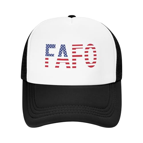 Vetrova FAFO Trucker Hats Fuck Around and Find Out Hat Adjustable Mesh Back Baseball Cap for Kids - Black