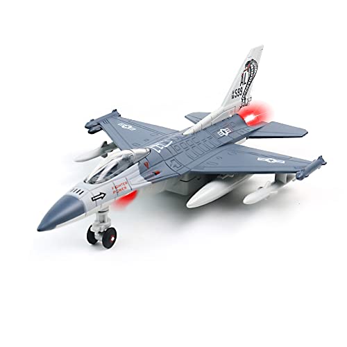F16 Fighter Jet Toy - 1 Pack, Pull Back Toy Jets with Light & Sound, Diecast Airplane Toys for Kids, Model Plane Toy for Gifts Collection Decor