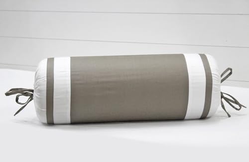 Image of AURAVE Luxurious Cotton Satin 400 TC Bolster Cover with Drawstring Closure, Set of 2, Soft Breathable Durable Machine Washable for Sofa Bed & Home Decor, 15 inchx30 inch, Taupe | Cover Only