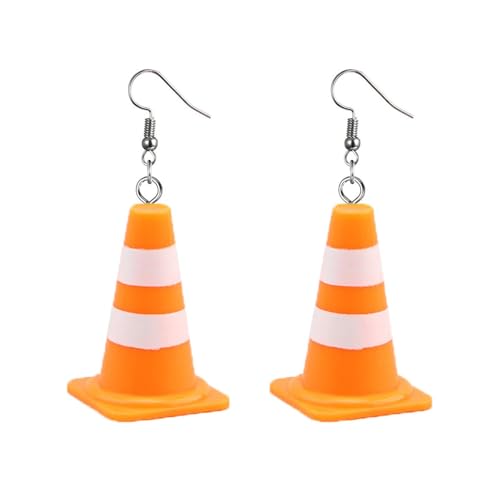 Traffic Cone Dangle Earrings Lightweight Acrylic Traffic Warnings Drop Earring for Women Creative Jewelry-orange