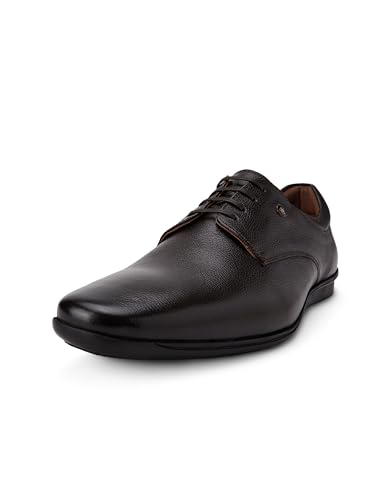 Image of Louis Philippe Men Premium Leather Breathable Lining Material Anti Slip Flat Heel TPR Sole Formal Derby Shoes