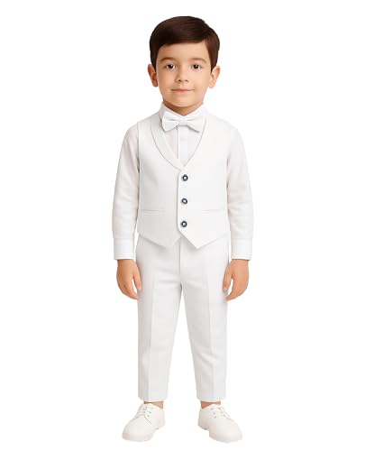 Costume de baptême bébé garçon anti irritation gilet de communion coton lin blanc mariage