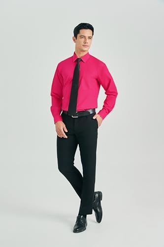 Image of HISDERN Mens Dress Shirt with Tie Pocket Square Set Classic Button Down Shirt Matching Tie Long Sleeve Shirts