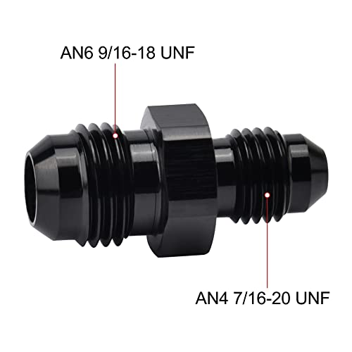Image of EVIL ENERGY 6AN Male to AN4 Male Flare Reducer Coupler Union Straight Adapter Fitting Black 2PCS