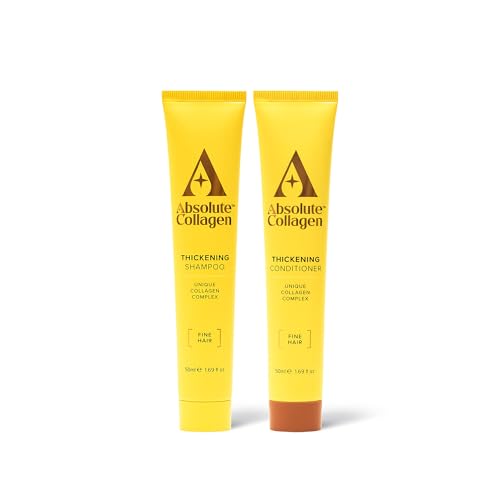Absolute Collagen - Thickening Collagen Complex Shampoo and Conditioner Set 50ml each For Thin & Fine Hair Strengthen Nourish and Volumise Boost Shine Fight Signs of Hair Ageing Paraben Free
