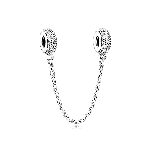 G 4 Charm Cadena de Seguridad Circonitas, Plata de Ley 925, Compatible con Pulsera Pandora